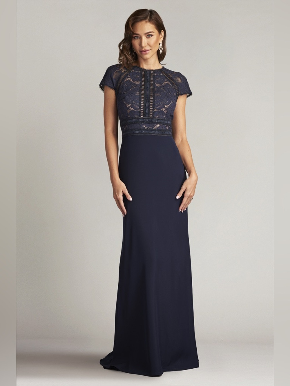 TADASHI SHOJI Catrine Lace Bodice Gown in Navy 8